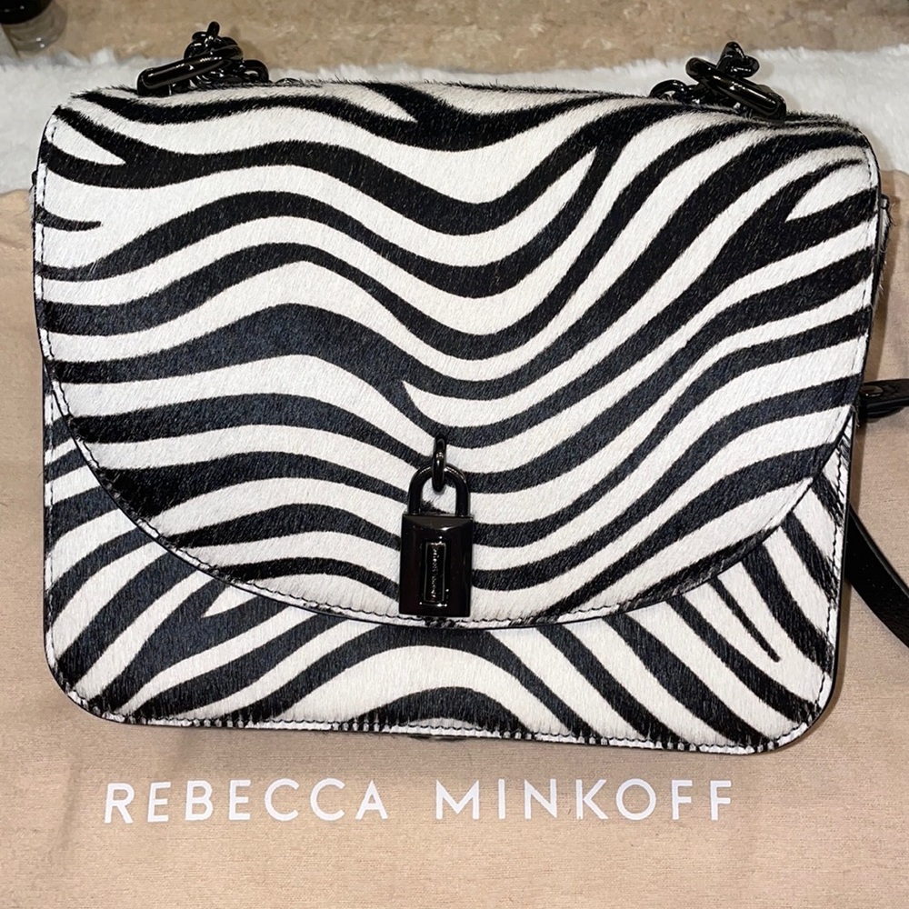 Rebecca Minkoff love too cross body in zebra print calf hair and leather.